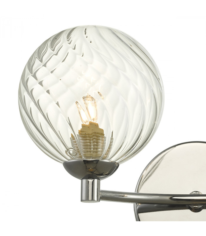 Wall Light Polished Chrome Twisted Glass, 2x G9