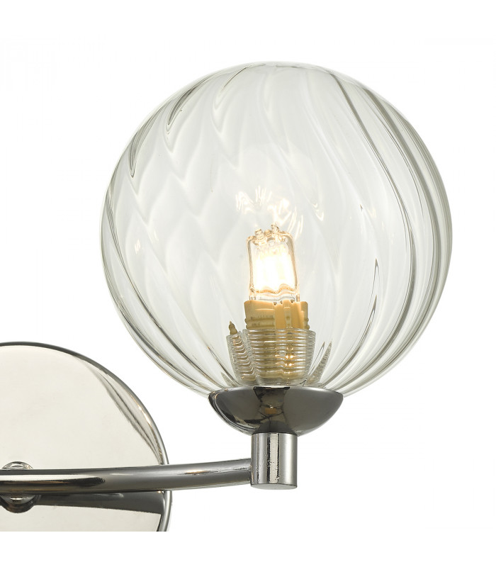 Wall Light Polished Chrome Twisted Glass, 2x G9