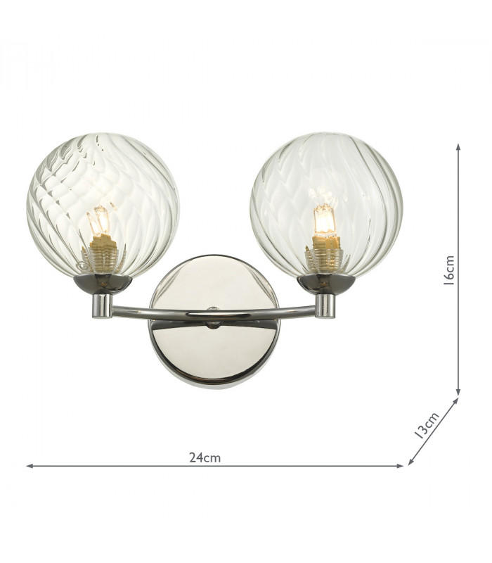 Wall Light Polished Chrome Twisted Glass, 2x G9