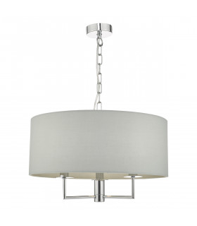 Cylindrical Pendant Light Polished Chrome & Grey, 3x E14