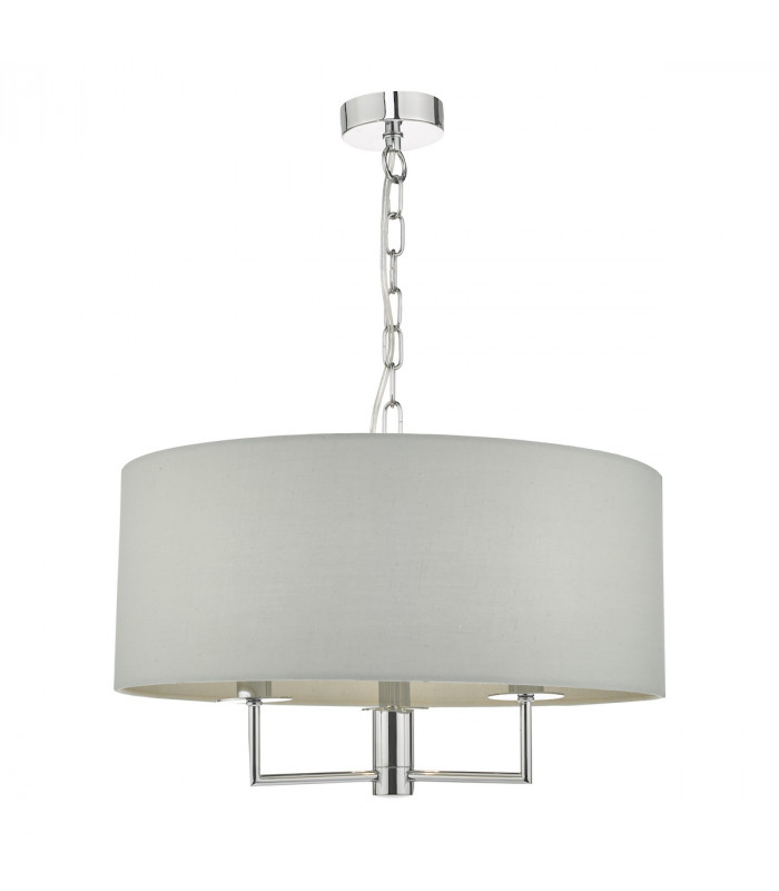 Cylindrical Pendant Light Polished Chrome & Grey, 3x E14