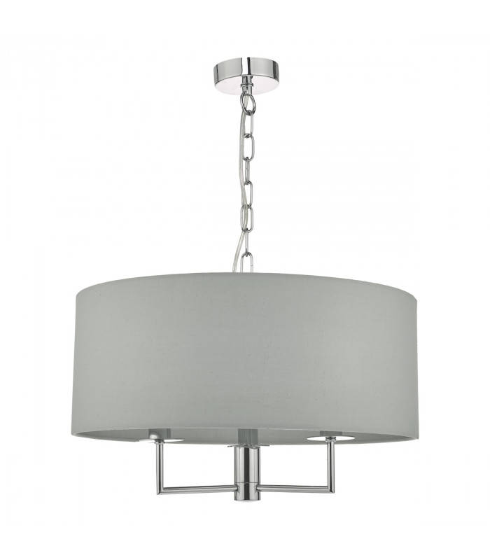 Cylindrical Pendant Light Polished Chrome & Grey, 3x E14