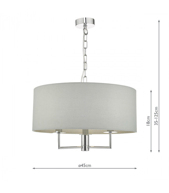 Cylindrical Pendant Light Polished Chrome & Grey, 3x E14
