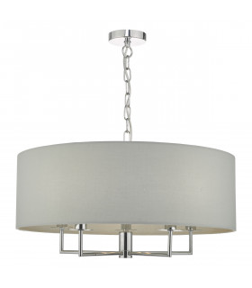Cylindrical Pendant Light Polished Chrome & Grey, 5x E14