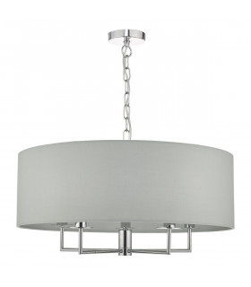 Cylindrical Pendant Light Polished Chrome & Grey, 5x E14
