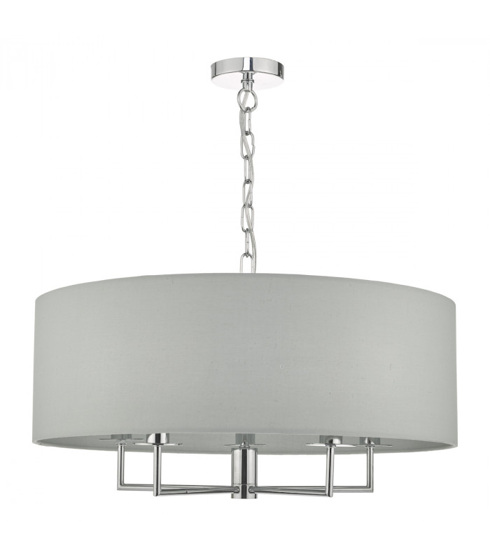 Cylindrical Pendant Light Polished Chrome & Grey, 5x E14