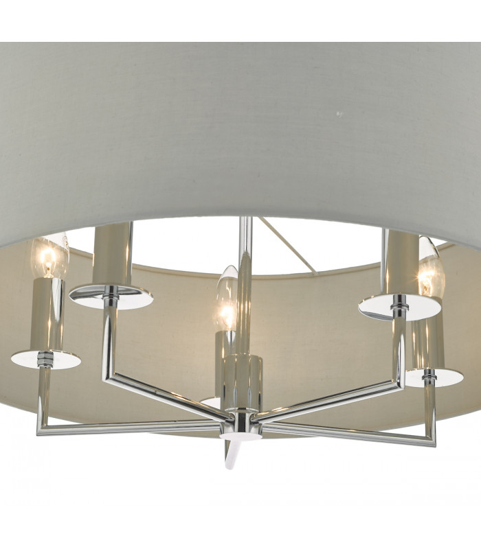 Cylindrical Pendant Light Polished Chrome & Grey, 5x E14
