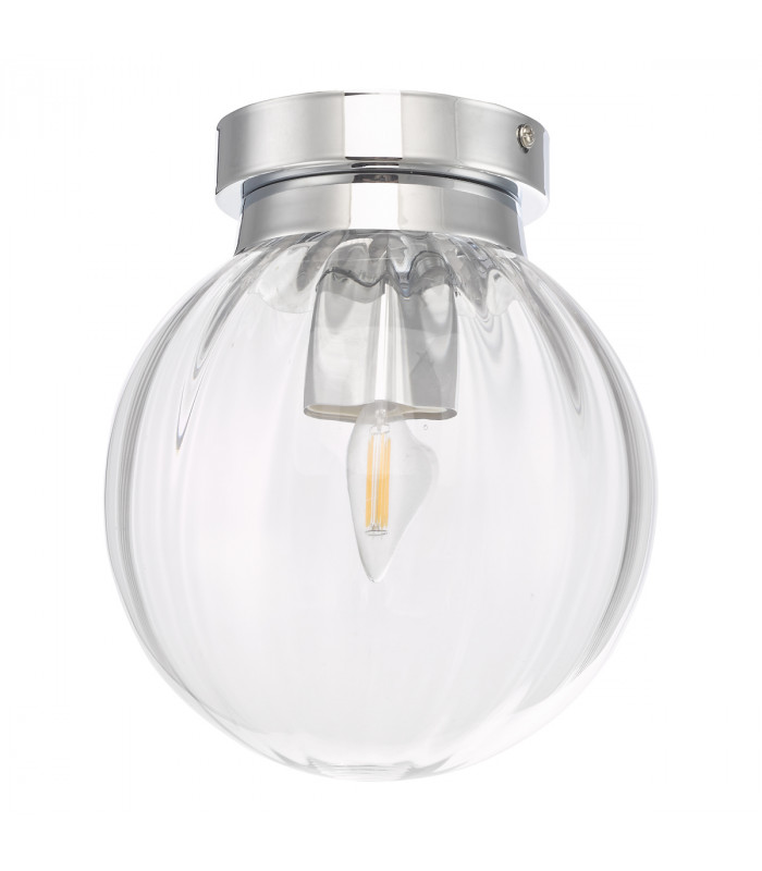 Flush Ceiling Light Polished Chrome Glass IP44