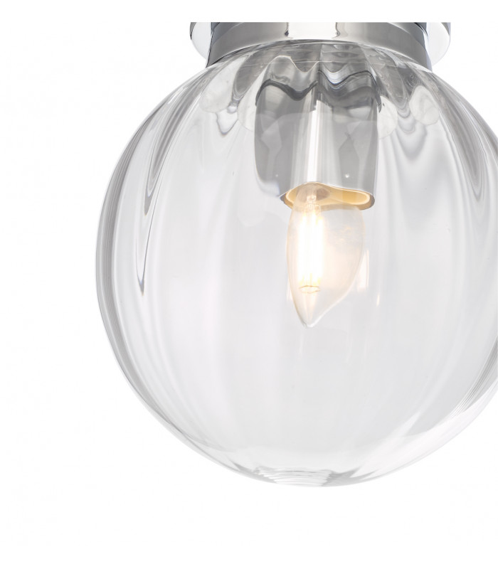 Flush Ceiling Light Polished Chrome Glass IP44