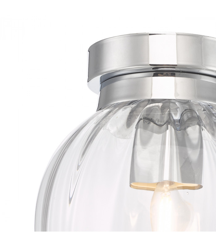 Flush Ceiling Light Polished Chrome Glass IP44