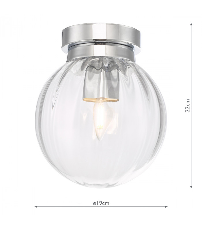 Flush Ceiling Light Polished Chrome Glass IP44