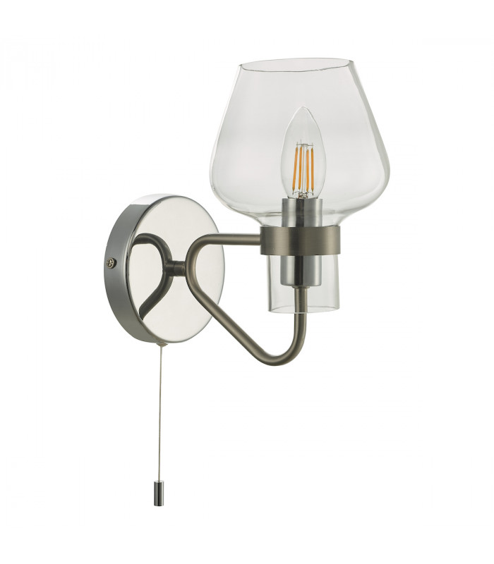 Wall Light Satin Chrome & Polished Chrome, 1x E14