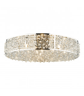 Flush Ceiling Light Polished Chrome & Crystal, 6x G9