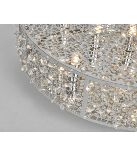 Flush Ceiling Light Polished Chrome & Crystal, 6x G9