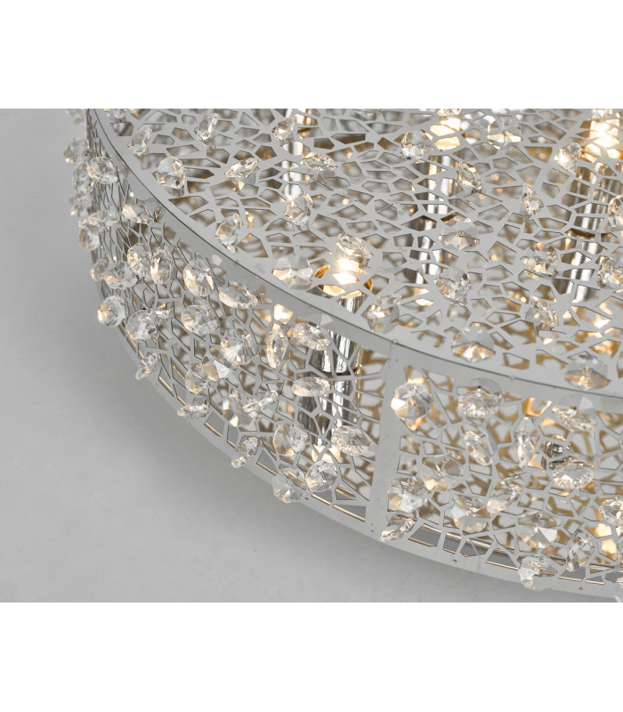 Flush Ceiling Light Polished Chrome & Crystal, 6x G9