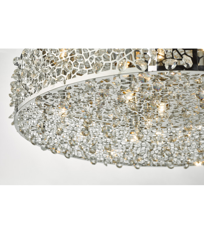 Flush Ceiling Light Polished Chrome & Crystal, 6x G9
