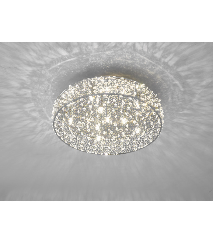 Flush Ceiling Light Polished Chrome & Crystal, 6x G9