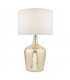 Table Lamp Silver Glass With Round Drum Shade