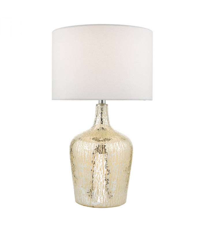 Table Lamp Silver Glass With Round Drum Shade