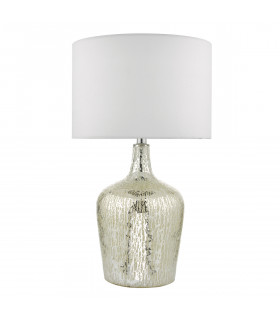 Table Lamp Silver Glass With Round Drum Shade