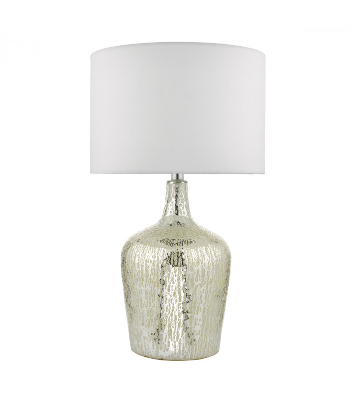 Table Lamp Silver Glass With Round Drum Shade