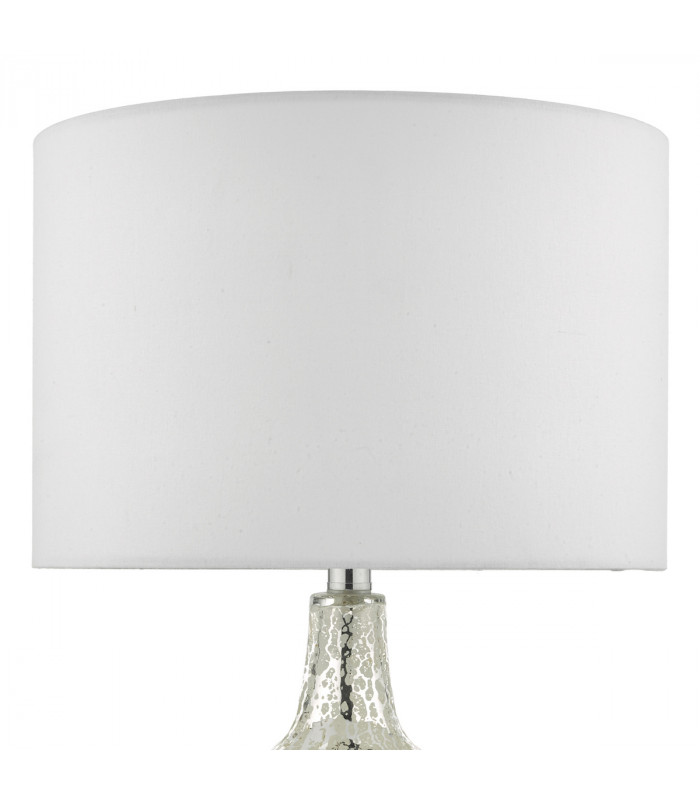 Table Lamp Silver Glass With Round Drum Shade