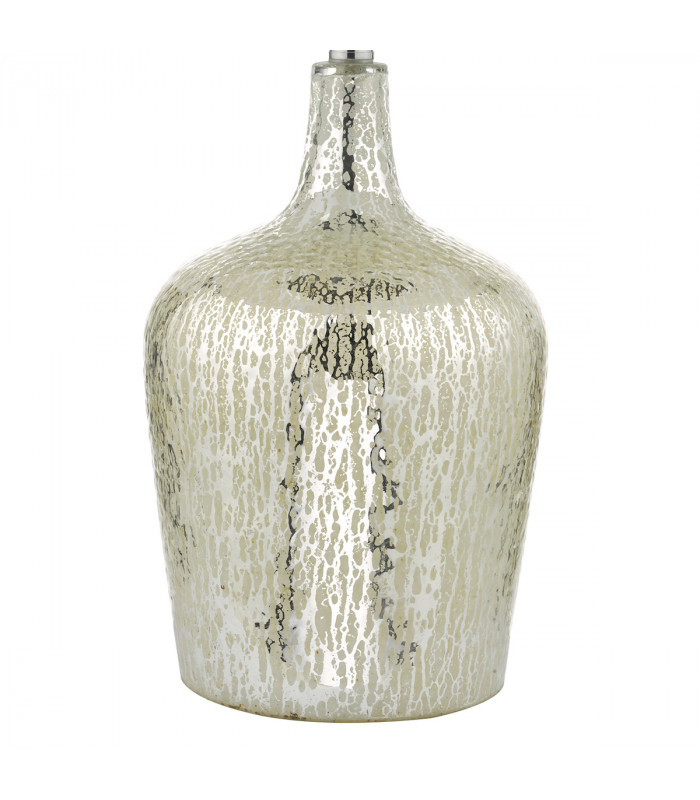 Table Lamp Silver Glass With Round Drum Shade