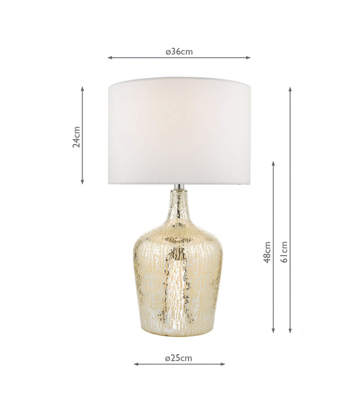 Table Lamp Silver Glass With Round Drum Shade