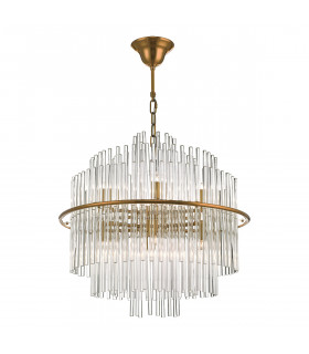 Pendant Light Brushed Antique Gold And Clear Glass, 13x G9
