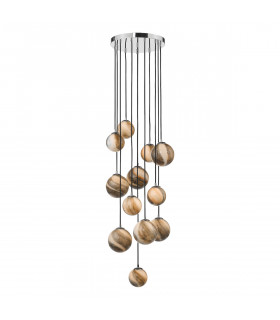 Cluster Pendant Light Polished Chrome Glass 2.5M, 12x G9