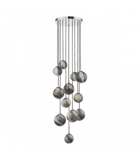 Cluster Pendant Light Polished Chrome Glass 2.5M, 12x G9