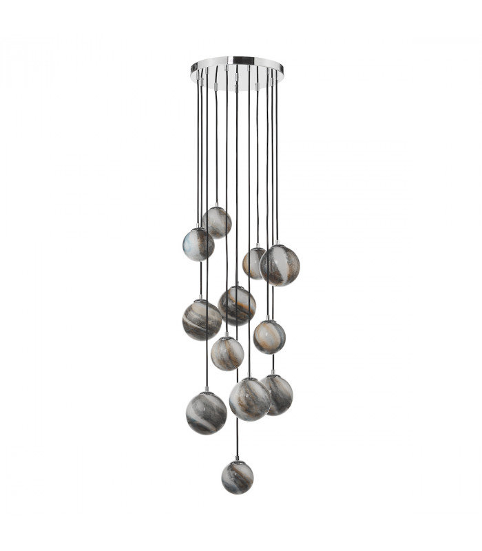 Cluster Pendant Light Polished Chrome Glass 2.5M, 12x G9