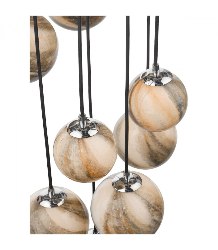 Cluster Pendant Light Polished Chrome Glass 2.5M, 12x G9
