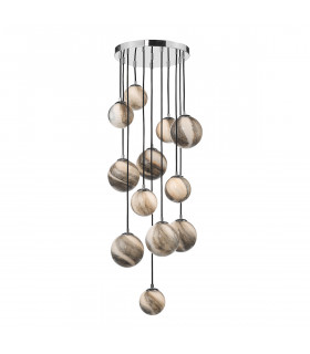 Cluster Pendant Light Polished Chrome Glass 1.5M, 12x G9