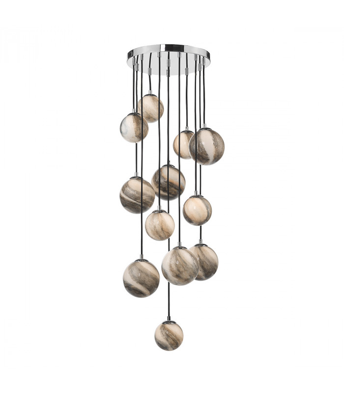 Cluster Pendant Light Polished Chrome Glass 1.5M, 12x G9