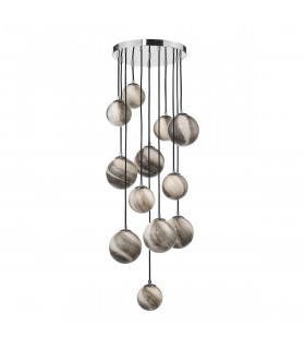 Cluster Pendant Light Polished Chrome Glass 1.5M, 12x G9