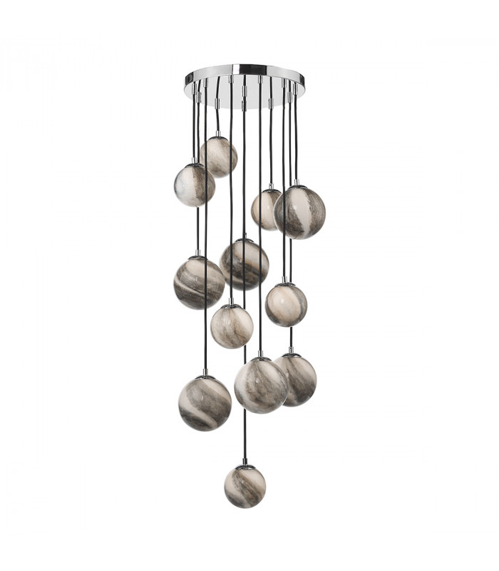 Cluster Pendant Light Polished Chrome Glass 1.5M, 12x G9