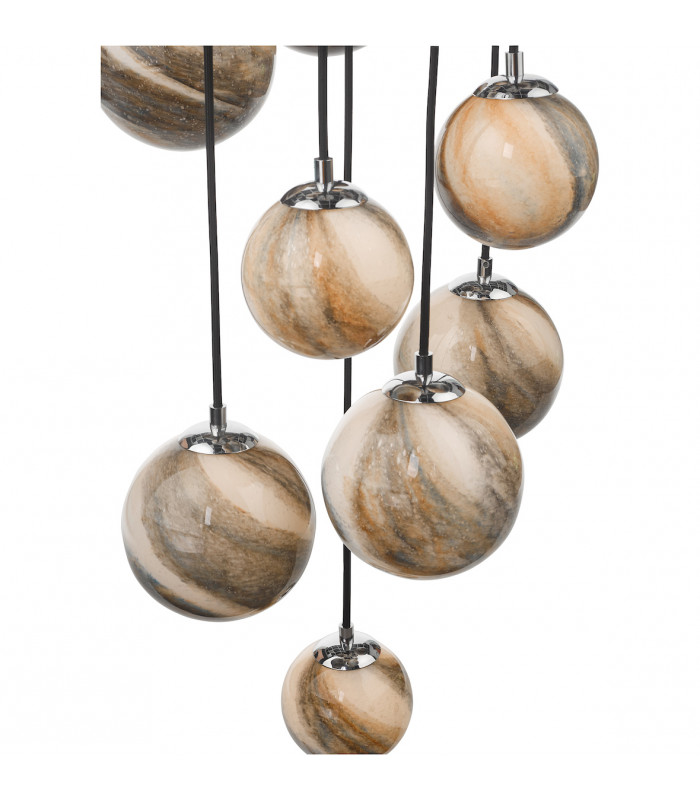 Cluster Pendant Light Polished Chrome Glass 1.5M, 12x G9