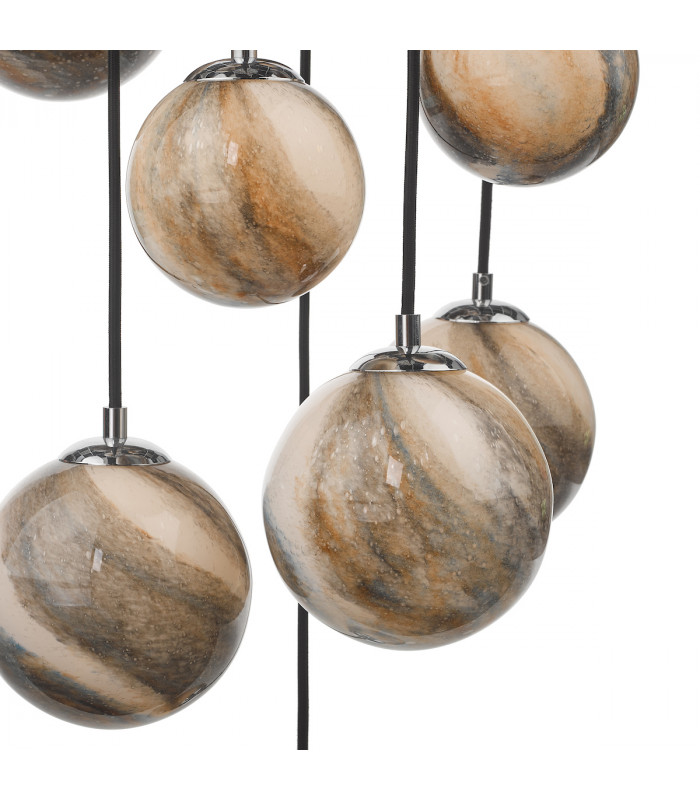 Cluster Pendant Light Polished Chrome Glass 1.5M, 12x G9
