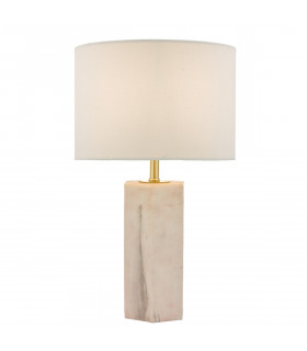 Table Lamp Pink & Marble Effect With Round Drum Shade