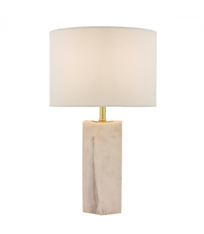 Table Lamp Pink & Marble Effect With Round Drum Shade