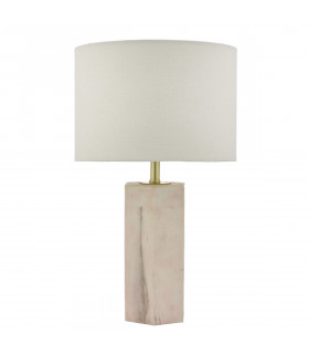 Table Lamp Pink & Marble Effect With Round Drum Shade