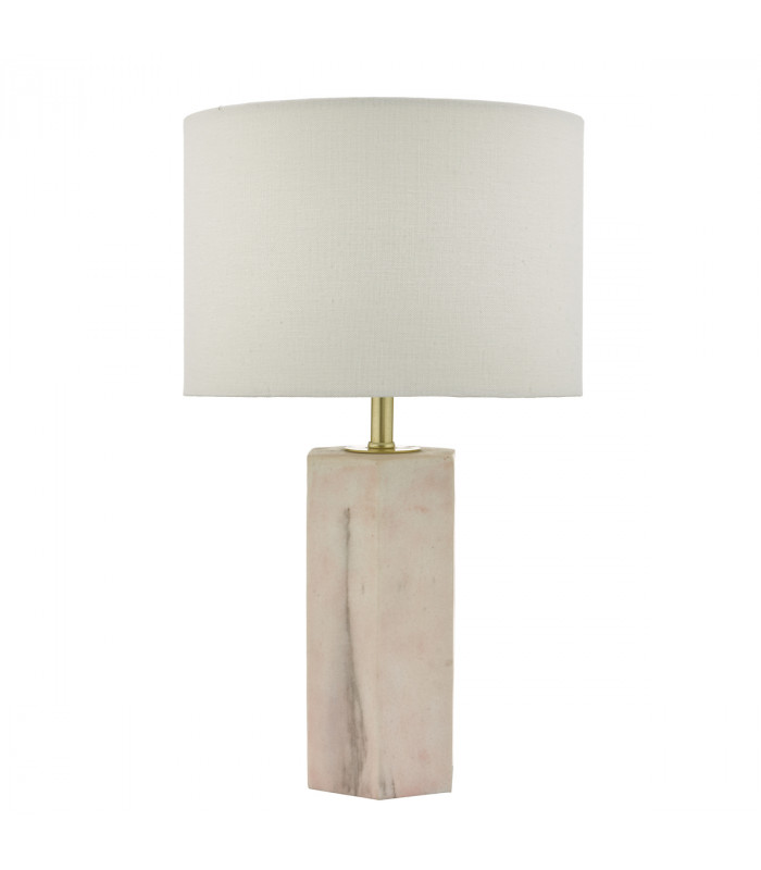 Table Lamp Pink & Marble Effect With Round Drum Shade
