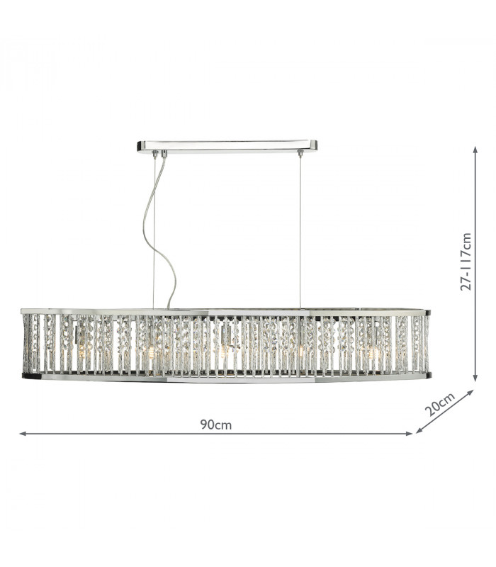 Bar Pendant Light Polished Chrome Aluminium, 5x G9