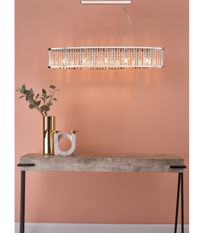 Bar Pendant Light Polished Chrome Aluminium, 5x G9