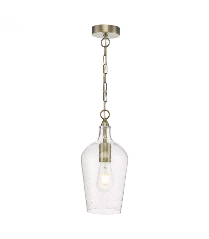 Dome Pendant Light Antique Brass Glass