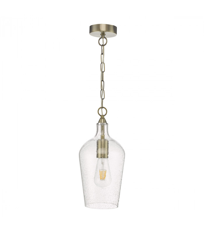 Dome Pendant Light Antique Brass Glass