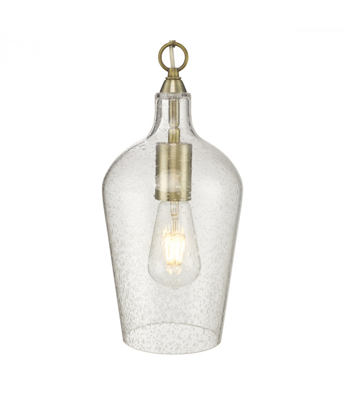 Dome Pendant Light Antique Brass Glass