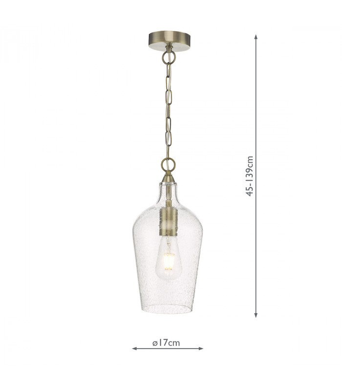 Dome Pendant Light Antique Brass Glass