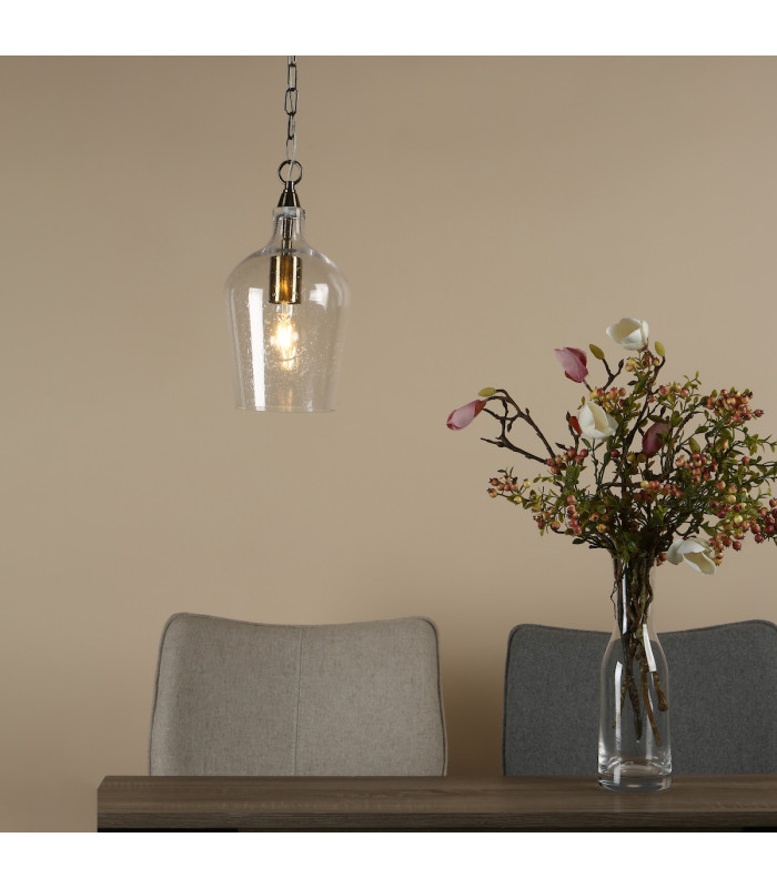 Dome Pendant Light Antique Brass Glass